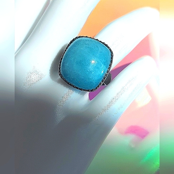 Natural 18 ct Not Enhanced Aquamarine 925 Sterling Silver Ring Sz 7.5 - Picture 5 of 9